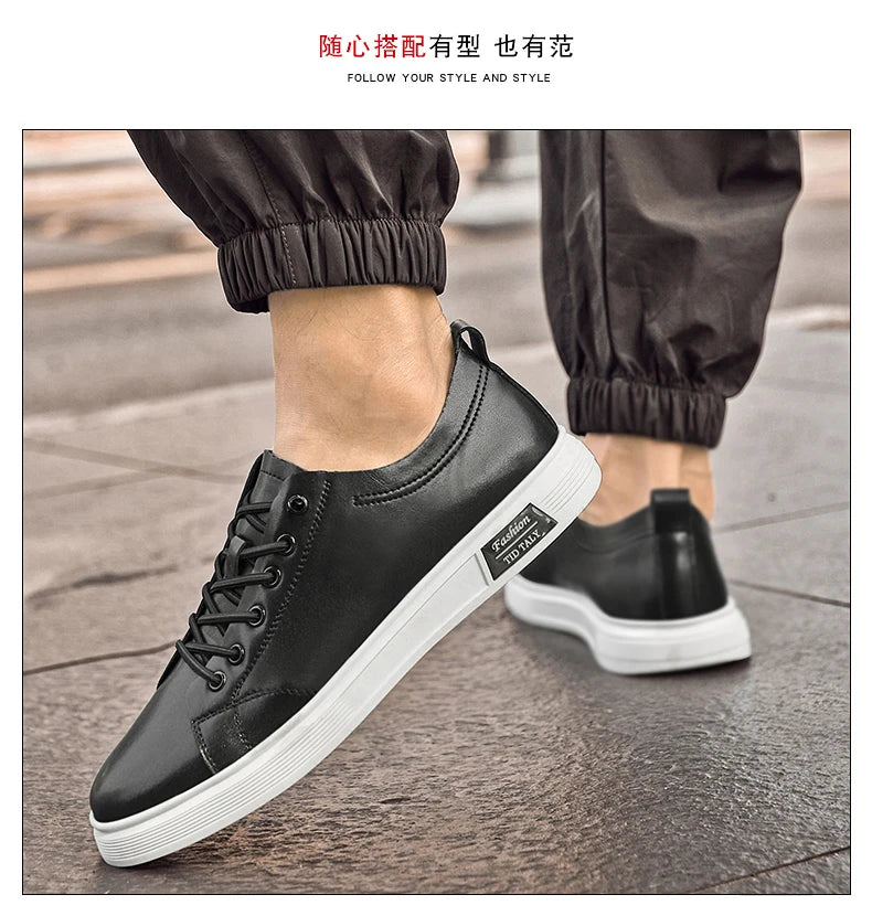 Zapatos casuales, zapatos deportivos de piel de vaca, zapatos planos, zapatos casuales clásicos para hombres, nuevos estilos de primavera y otoño, zapatos casuales de moda