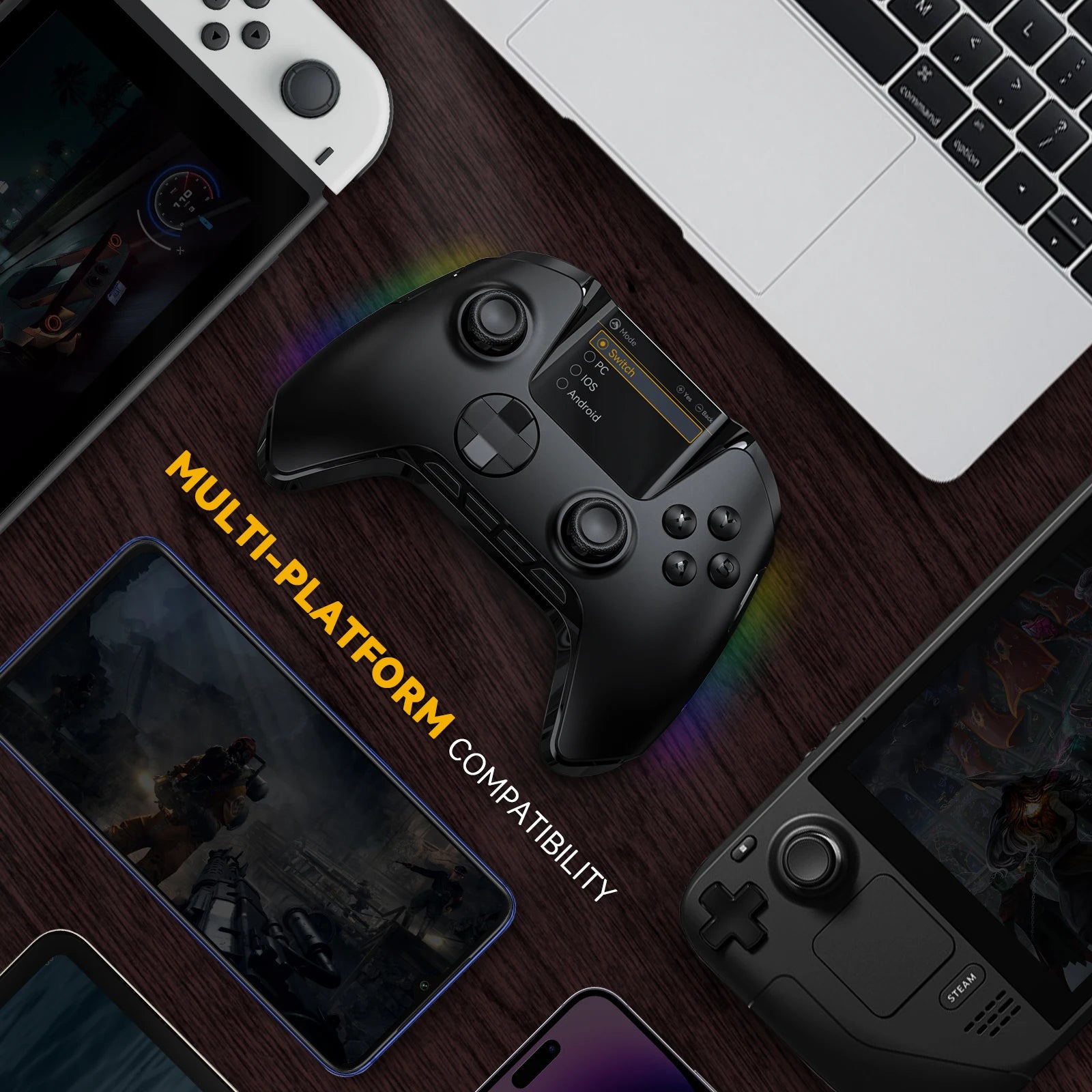 Controlador de juegos inalámbrico Mamba One V2 para iOS/Android/Switch/PC efecto Hall Stick luz RGB 1800mAh con base de carga