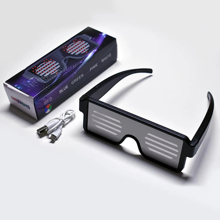 Gafas de fiesta Led con carga USB multilingüe, gafas luminosas intermitentes Led, concierto de Navidad, fiesta de cumpleaños, vacaciones, gafas de sol brillantes
