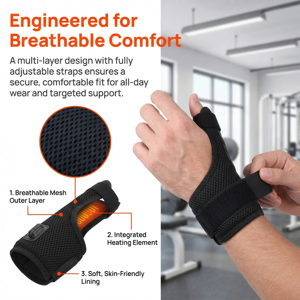 Masajeador de pulgar y muñeca calentado, artritis alimentada por USB, alivio del túnel carpiano, tendinitis del pulgar, esguinces, dolor, alivia la relajación muscular