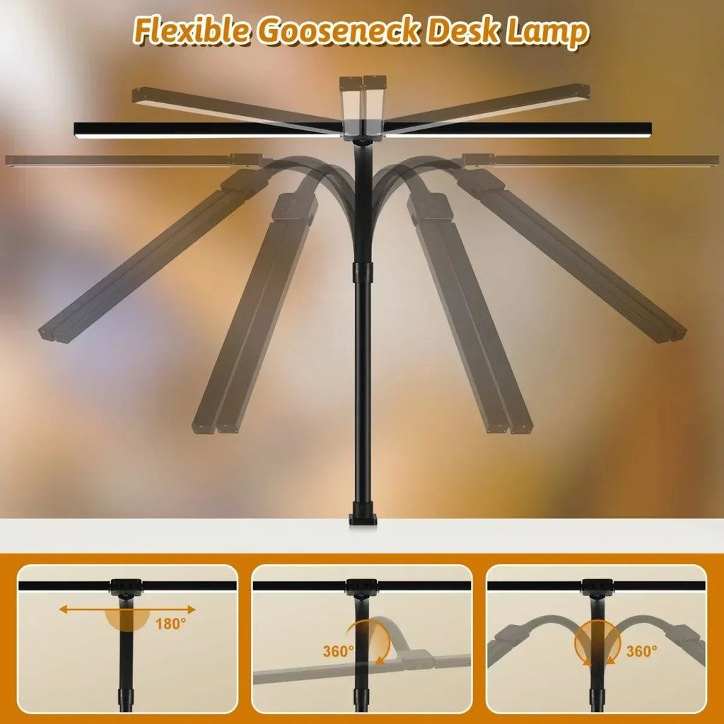 Lámpara de Escritorio LED Doble con Clip y Control Remoto