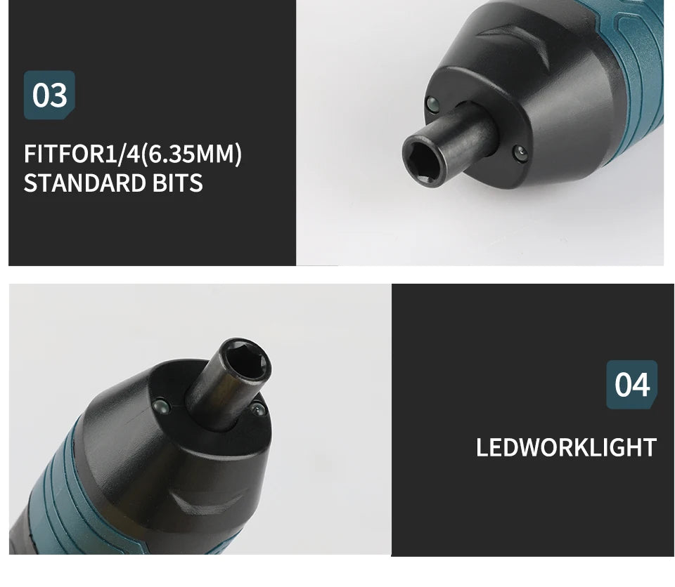 Destornillador Eléctrico Inalámbrico Makita |   3.6V 5N.m Torque |   Portabrocas de 1/4 de pulgada |   Batería de iones de litio de 1300 mAh. HT422