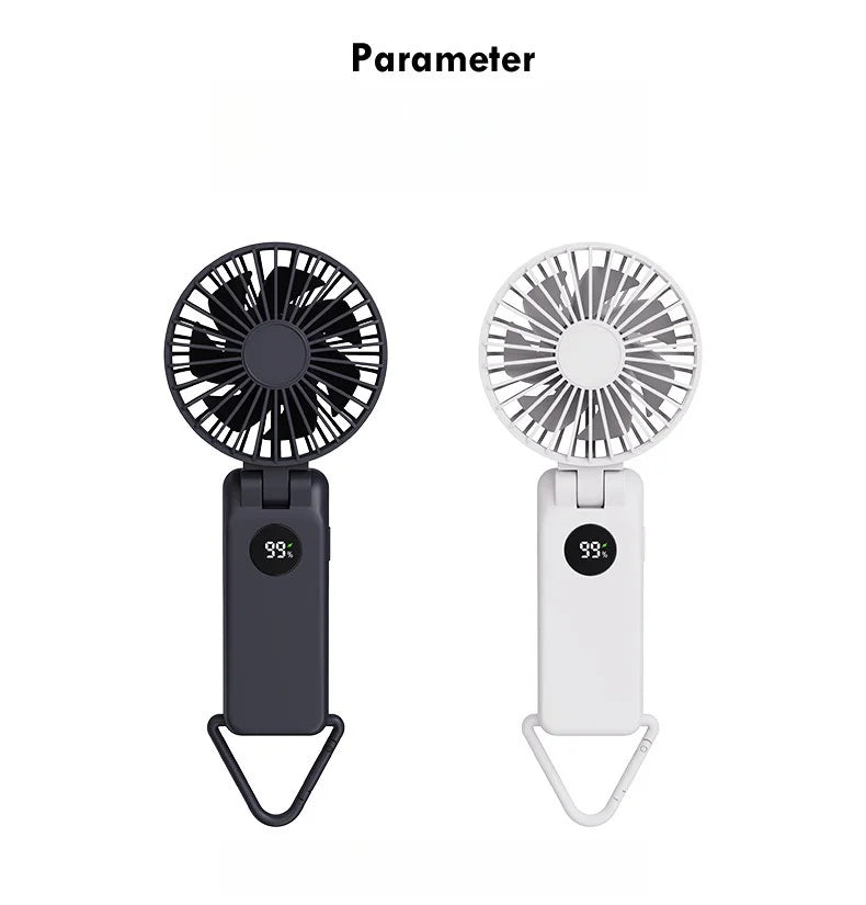 Nuevo Mini ventilador portátil de mano de 1800mAh, diseño de pantalla LED, 3 engranajes para aparatos de refrigeración portátiles de verano para interiores y exteriores