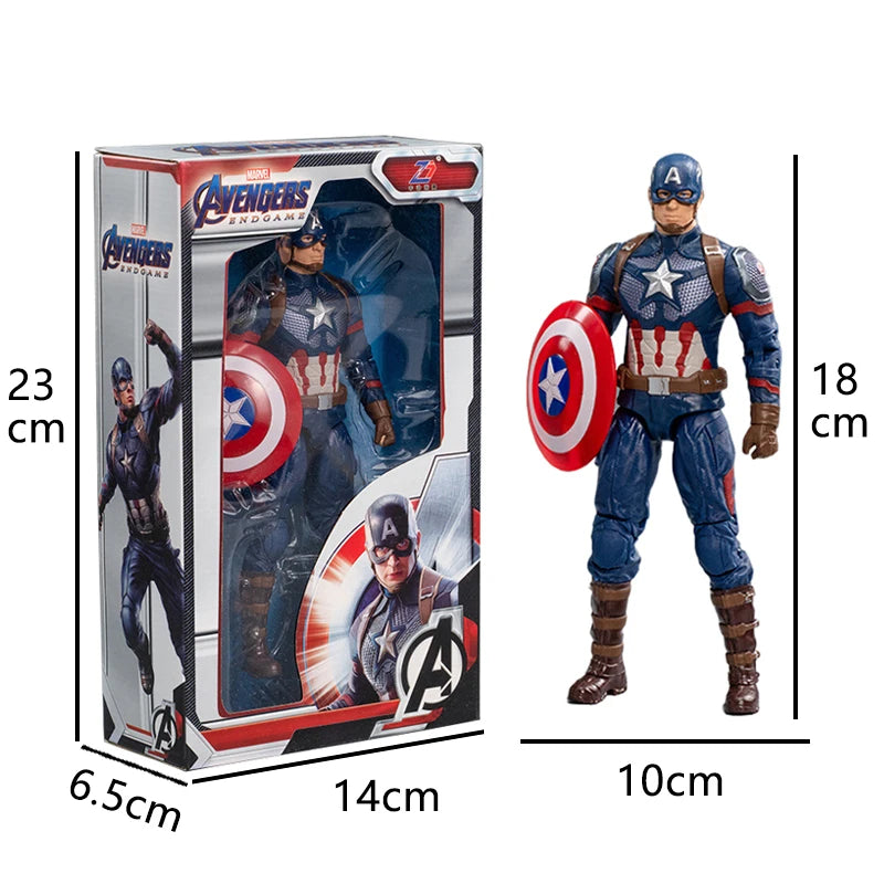 Juguete para niños de 18cm, leyenda de Marvel, vengadores, Iron Man, Spider Man, Capitán América, regalo de cumpleaños para niños, juguete, modelo de estatuilla móvil