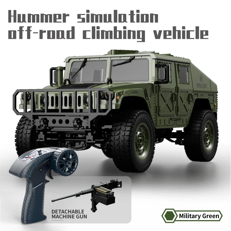 Coche RC Militar Crawler 4WD 2.4G 1:14, Vehículo Todoterreno con Accesorios
