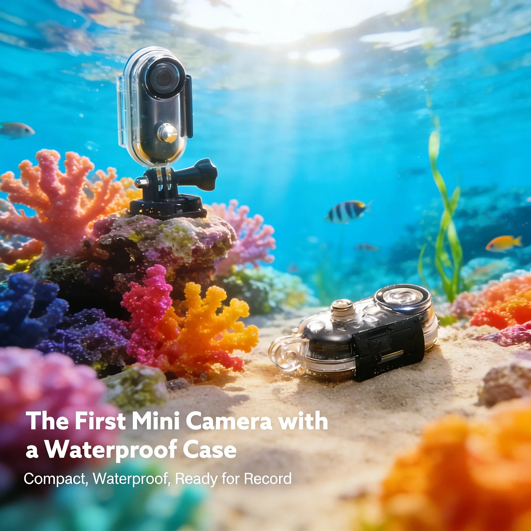 Cámara POV 4K mini con clip magnético, WiFi y funda impermeable
