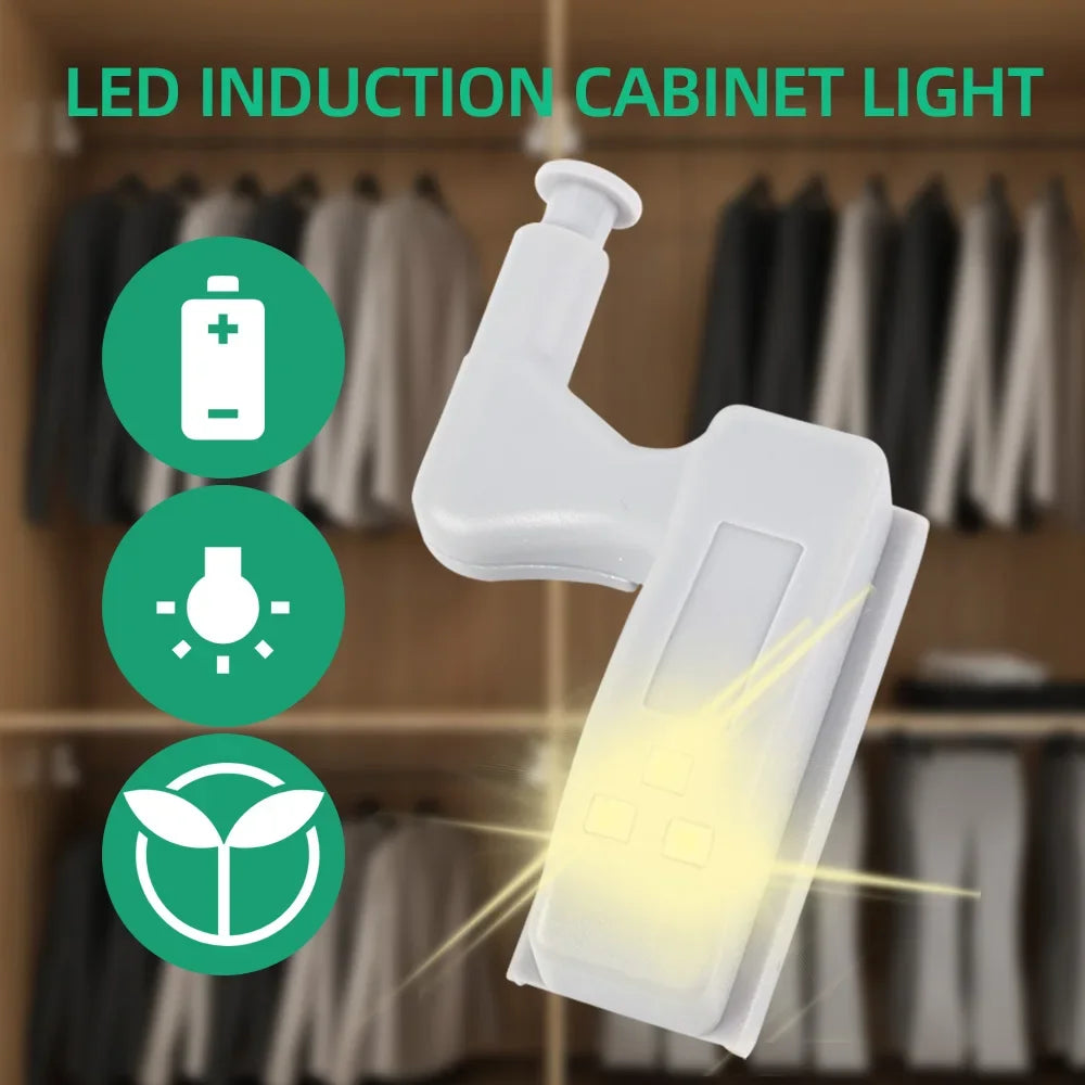 Luz LED para armario, lámpara con bisagra interior, luces universales con Sensor para puerta de armario, dormitorio, armario, cocina, luz nocturna