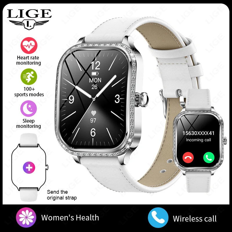 Smartwatch para mujer con pantalla curva HD 1.75 pulgadas y llamadas Bluetooth