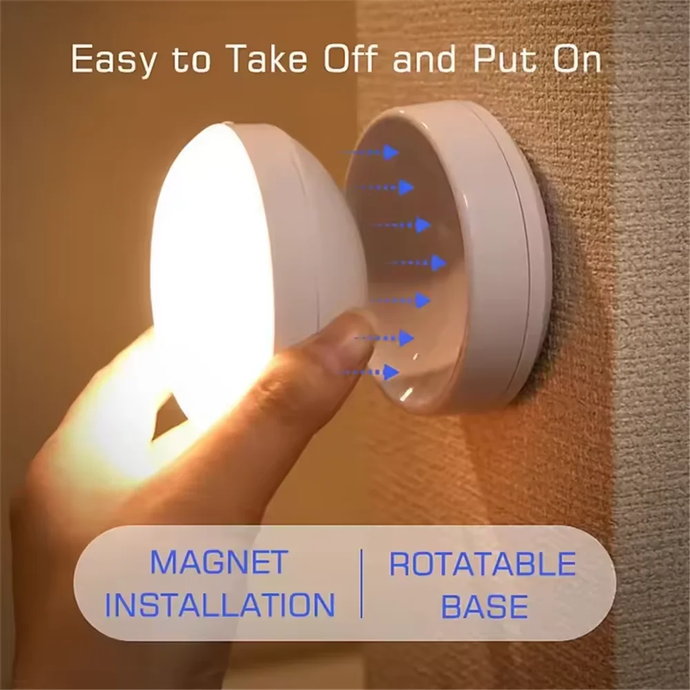 Luz Nocturna Magnética Giratoria con Sensor 360°