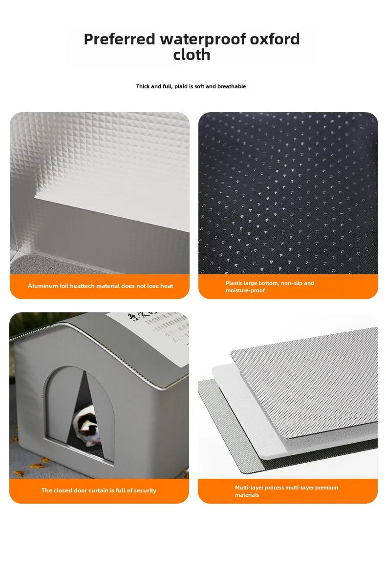 Casita Impermeable para Mascotas – Cama Cueva Plegable Exterior