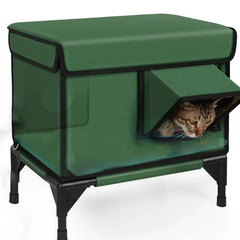Casa para Gatos de Exterior Impermeable, Plegable y Cálida