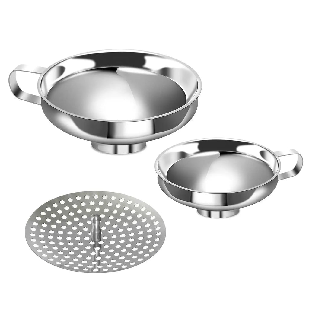 LMETJMA Embudo para enlatar, embudos metálicos grandes para cocina, para llenar tarros Mason, embudos de boca ancha de acero inoxidable, utensilios de cocina