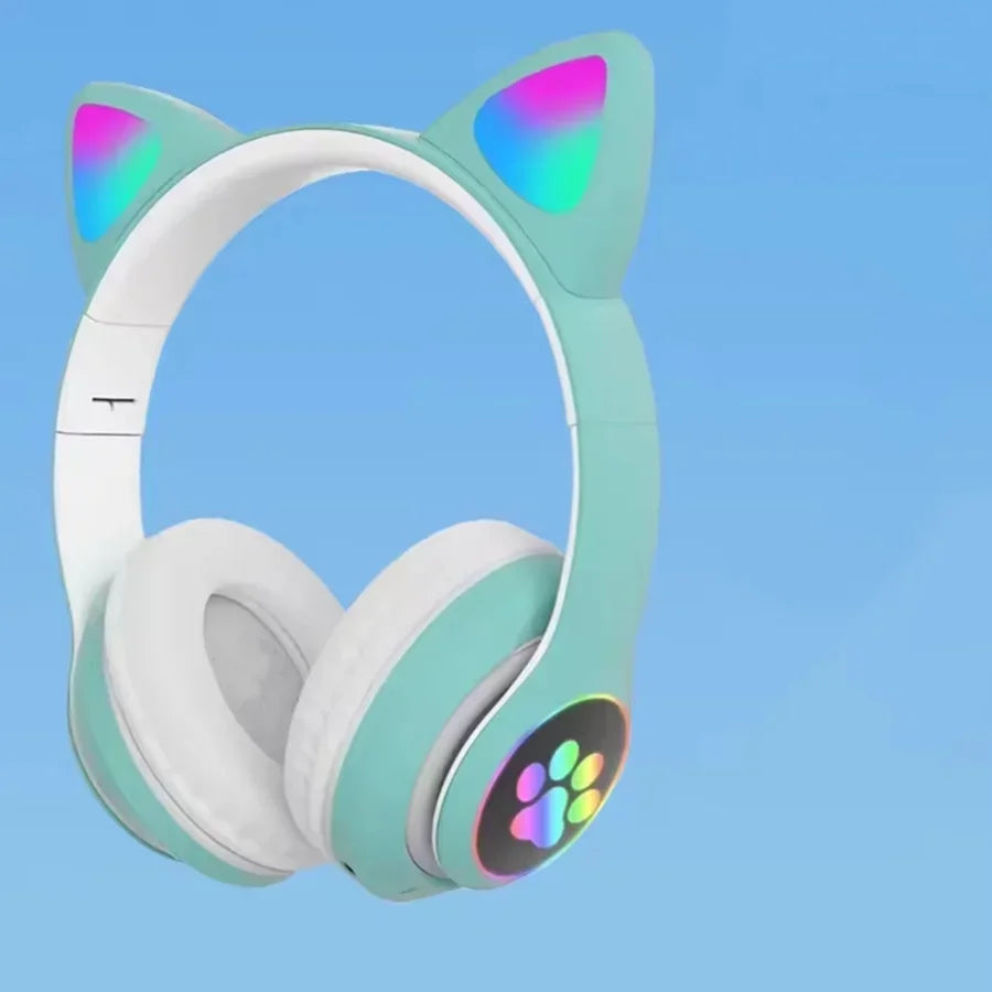 Auriculares Inalámbricos Gamer con Orejas de Gato RGB y Micrófono