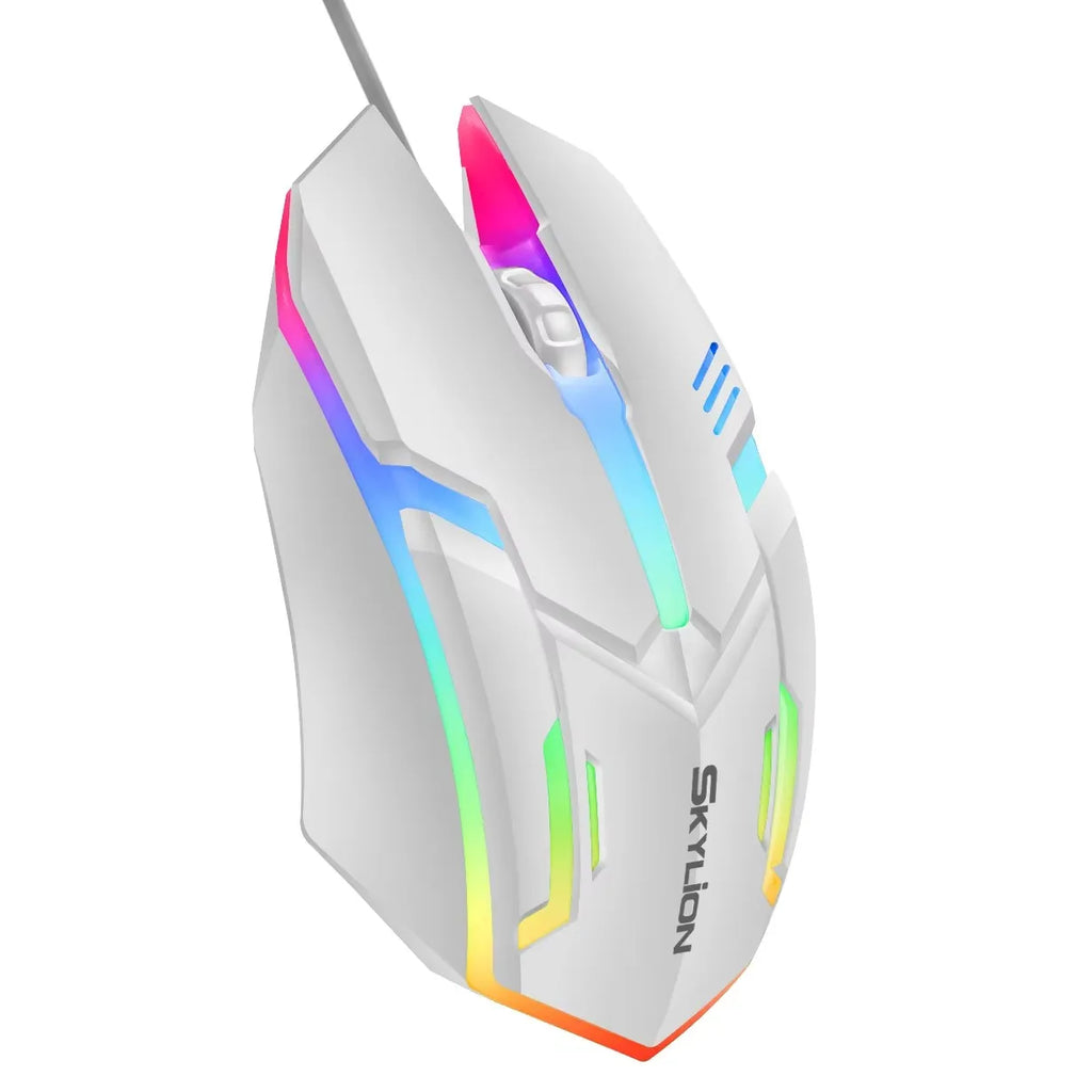 Ratón F1 con cable para juegos y oficina, periférico de 3 teclas con iluminación colorida para Microsoft Windows y Apple IOS
