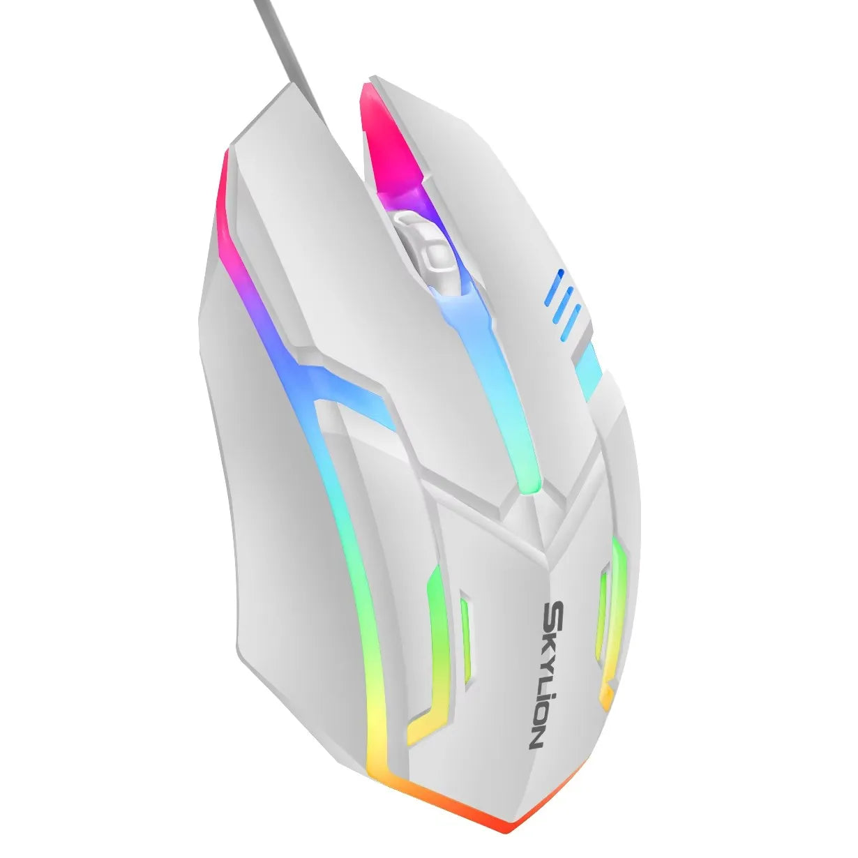 Ratón F1 con cable para juegos y oficina, periférico de 3 teclas con iluminación colorida para Microsoft Windows y Apple IOS