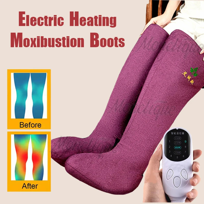 Botas Eléctricas de Moxibustión para Pies con Compresa Caliente de Ajenjo, Mantienen las Piernas Calientes, Masajeador de Pies para Relajar las Articulaciones y los Músculos, Ayuda a Dormir