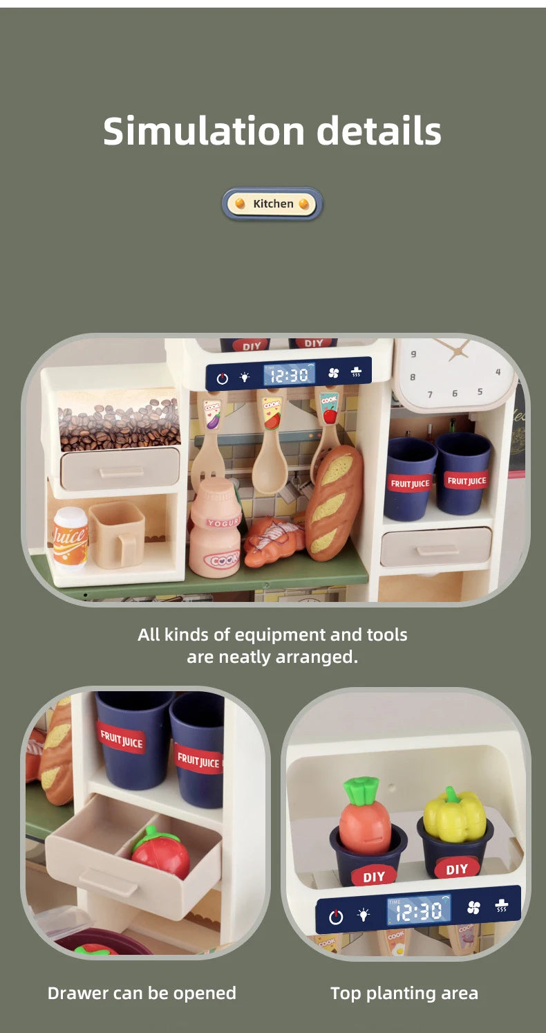 Juego de Cocina para Niños con Vapor y Luces - Simulación de Chef