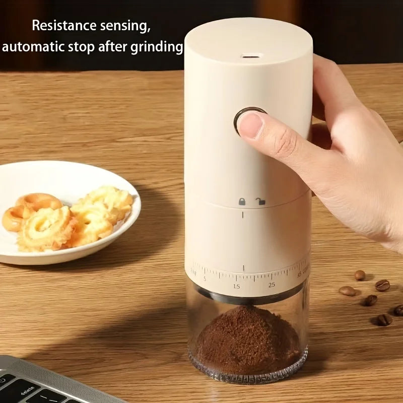 Molinillo de café eléctrico portátil, 38 engranajes, carga USB externa ajustable, Mini máquina de café recargable de 1500mAh para el hogar