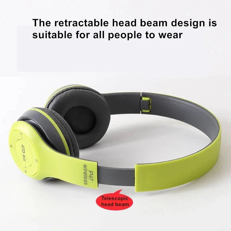 Auriculares Estéreo P47, Auriculares Bluetooth 5.0 Plegables, Auriculares Inalámbricos Deportivos para Exteriores para iPhone, Samsung, PC, Accesorios para Juegos