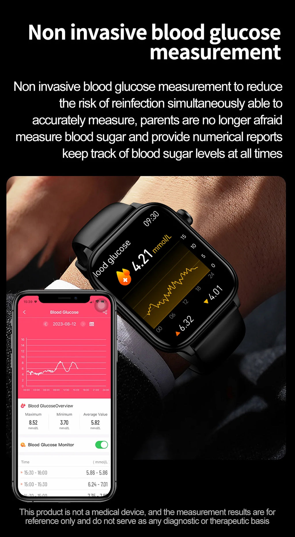 Reloj Inteligente Salud Glucosa Presión Arterial