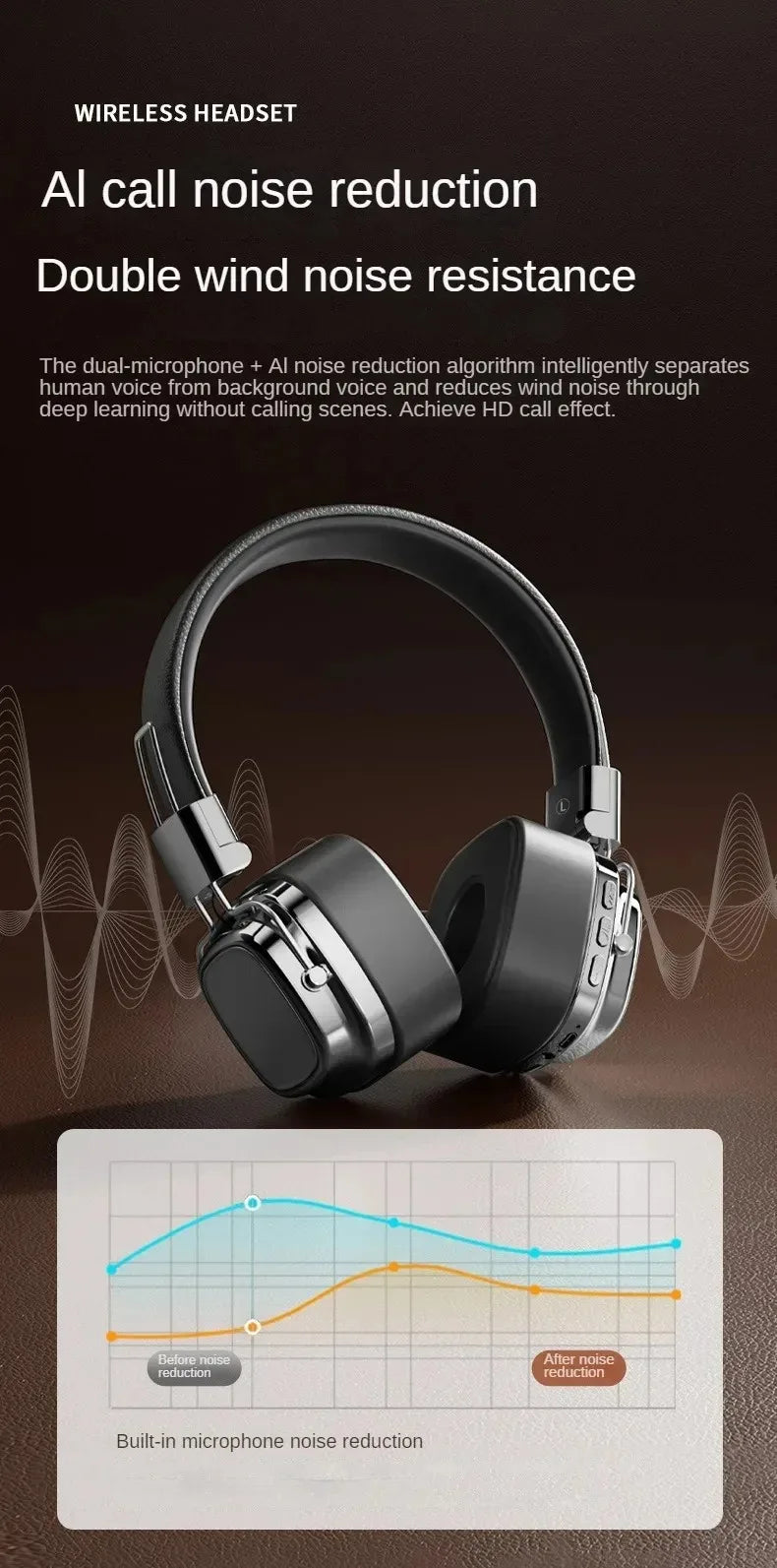 Auriculares Bluetooth 5.3 Retro Plegables Batería Larga