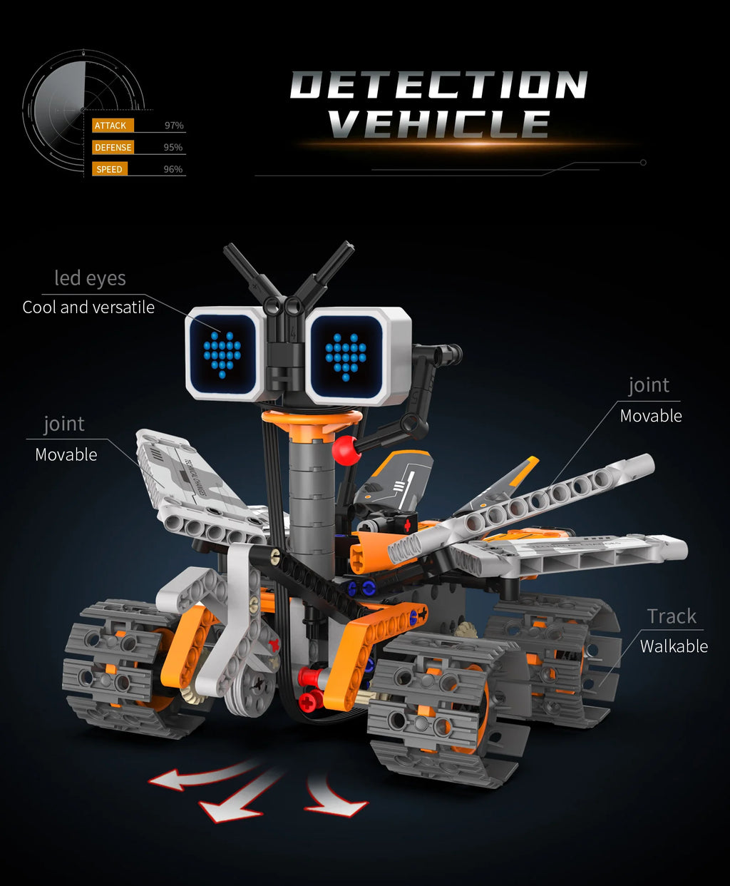 Kit de construcción de robot espacial 5 en 1 con pantalla LED, control remoto de programación Bluetooth: juguete STEM, el regalo de Navidad perfecto