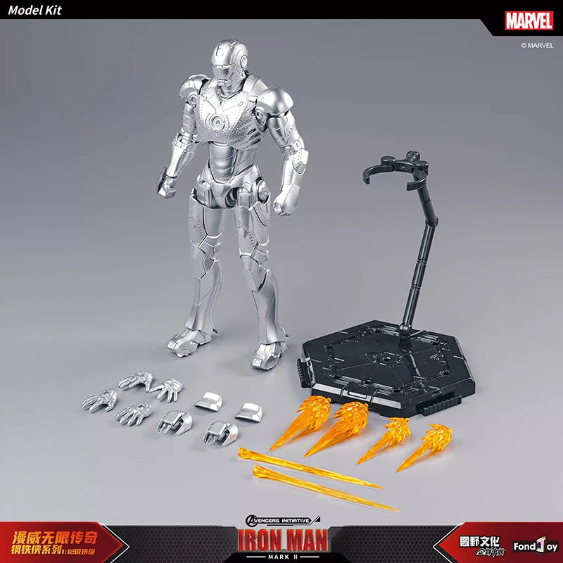 Figura de Anime de Iron Man MK5 de Marvel, Kit de Modelo a Escala 1/12, Serie Infinity Saga, Ironman Mark 5, Ensamblaje ABS, Articulaciones Móviles, Regalos y Juguetes