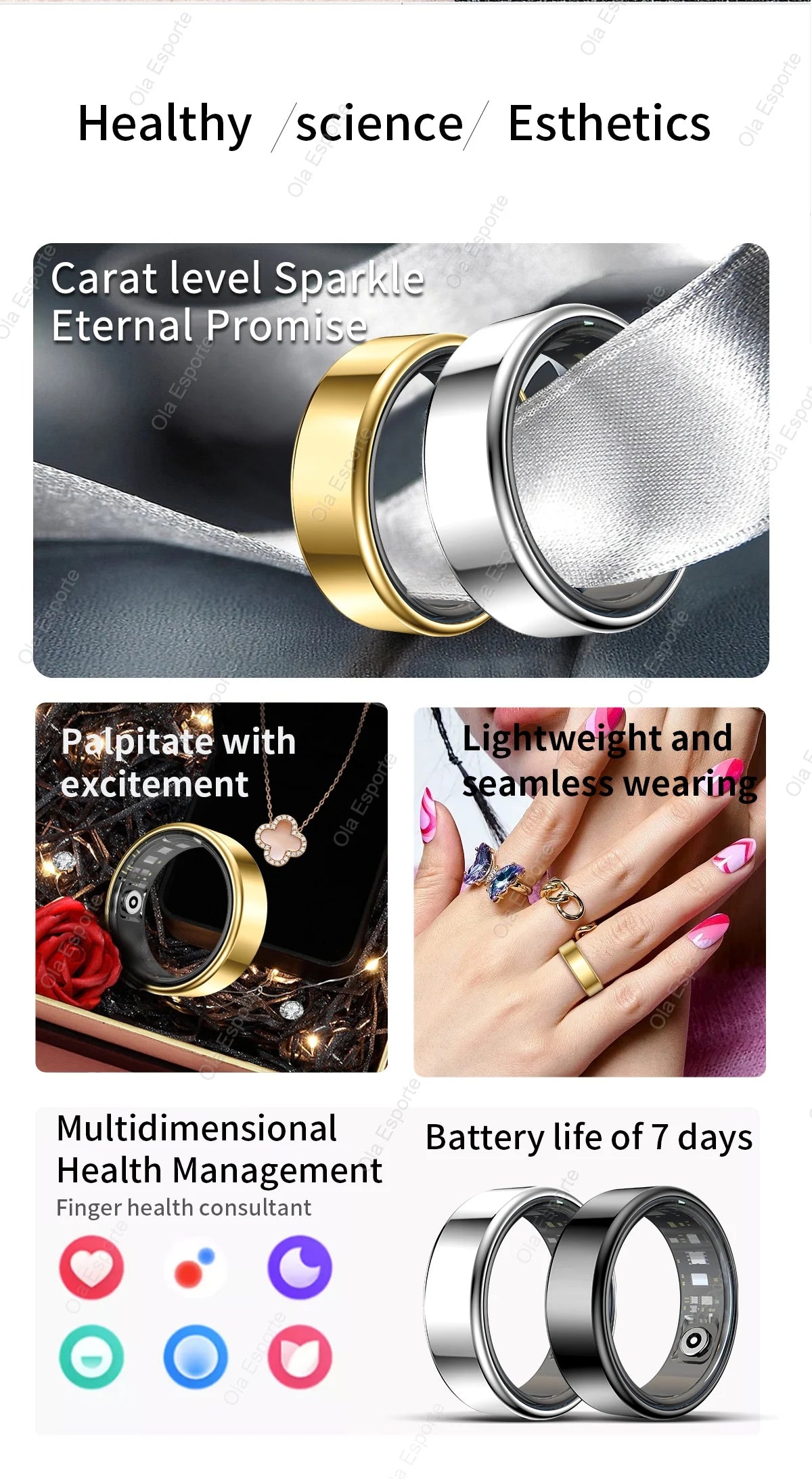 Anillo Inteligente Monitor de Salud Multideporte