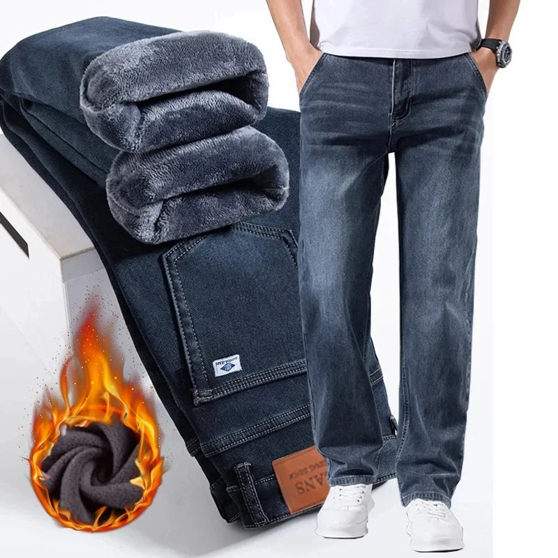 Pantalones Vaqueros de Lana para Hombre, Terciopelo, Recto Clásico
