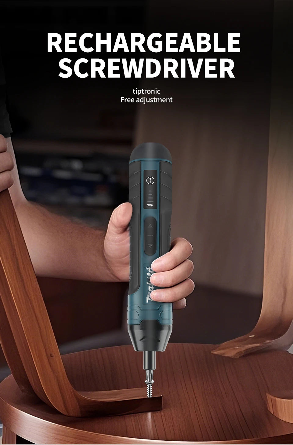 Destornillador Eléctrico Inalámbrico Makita |   3.6V 5N.m Torque |   Portabrocas de 1/4 de pulgada |   Batería de iones de litio de 1300 mAh. HT422