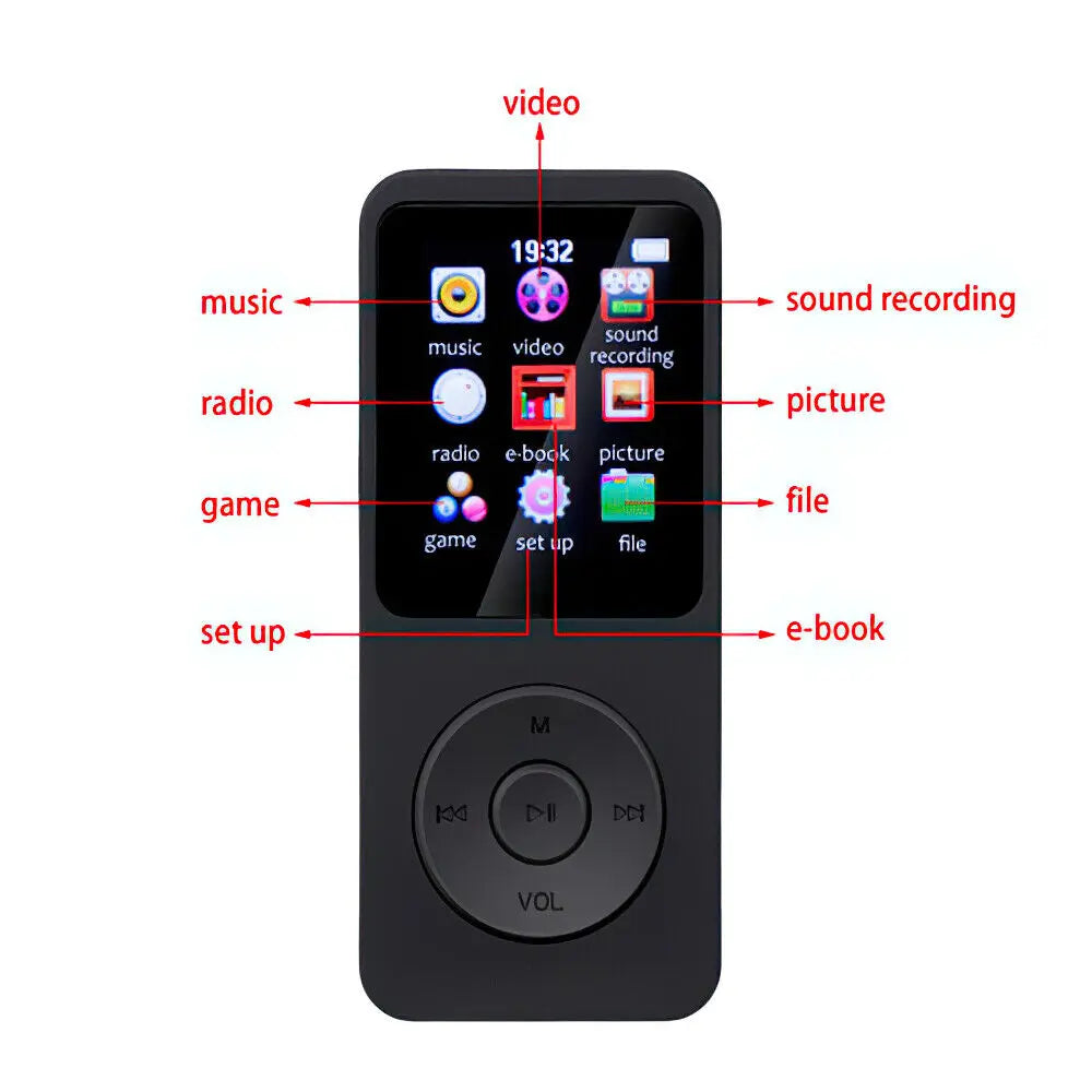 Mini Reproductor MP3/MP4 Bluetooth 128GB con Radio FM