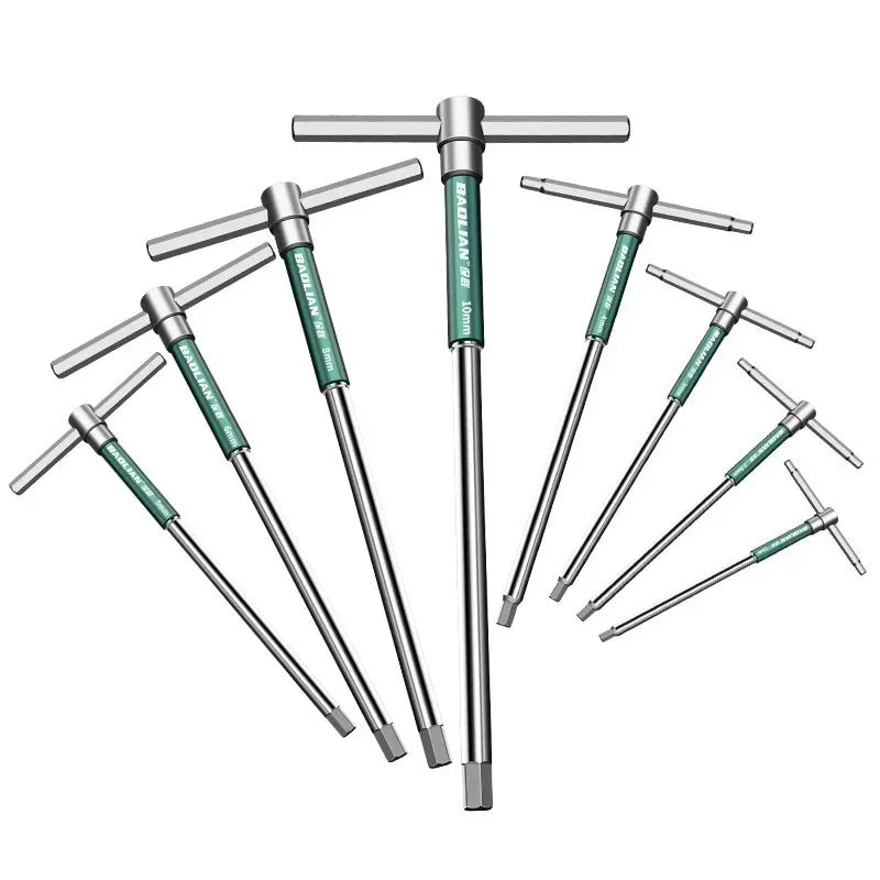 Llave hexagonal Allen tipo T, 2,5/3/4/5/6/8/10mm, llave de varilla deslizante Hexagonal giratoria de alta velocidad, llave dinamométrica hexagonal de acero inoxidable