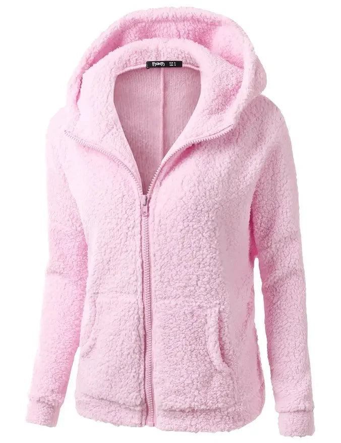 Chaqueta cálida de otoño e invierno para mujer, Sudadera con capucha informal 2025, sudaderas con capucha para mujer, sudadera con cremallera, abrigo liso de lana suave para mujer