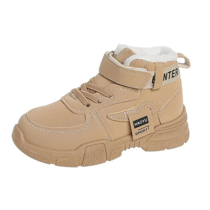 2025 nuevas botas de invierno para niños, además de Cachemira, botas de nieve gruesas y cálidas, botas antideslizantes de moda para niñas, zapatos para estudiantes al aire libre