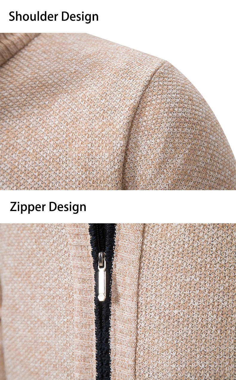 Buzo Cárdigan con Cremallera para Hombre – Cuello Alto y Forro Polar