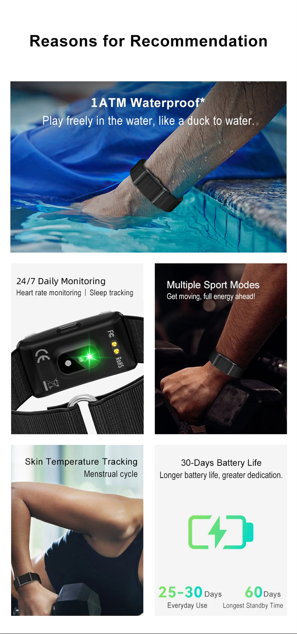 Pulsera Inteligente LIGE para Parejas Deportiva
