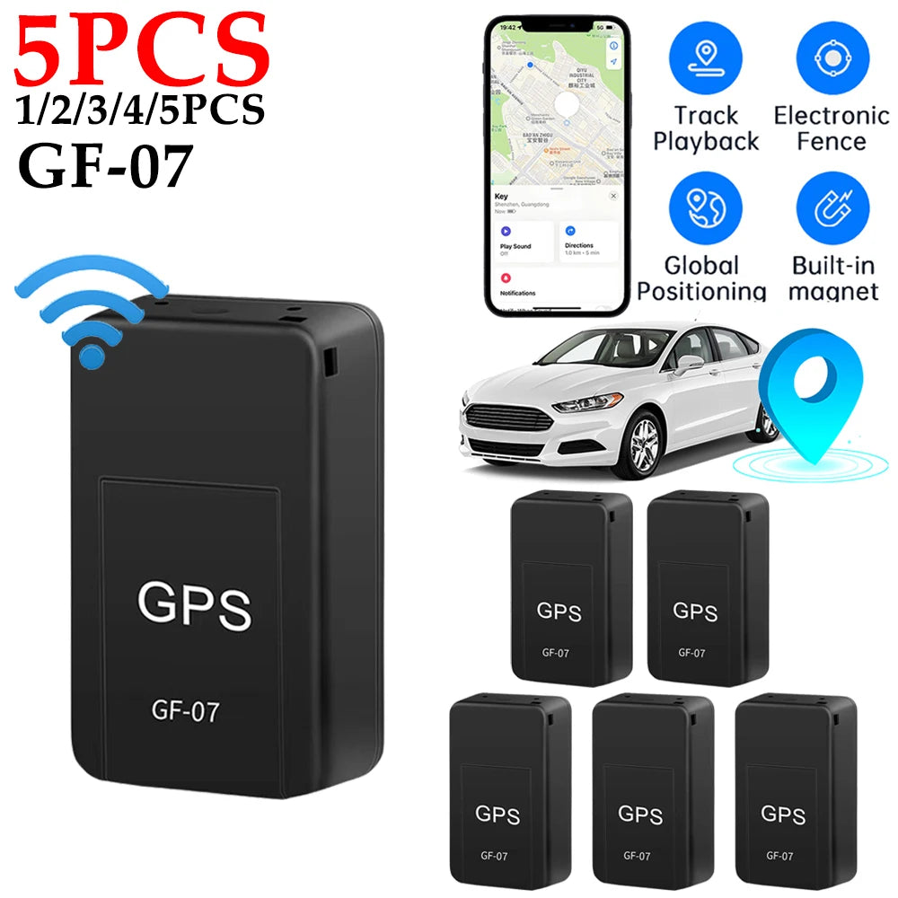 Minirastreador GPS para coche, localizador antirrobo en tiempo Real, localizador de mascotas, posicionador de mensajes SIM, 1-5 piezas, GF-07