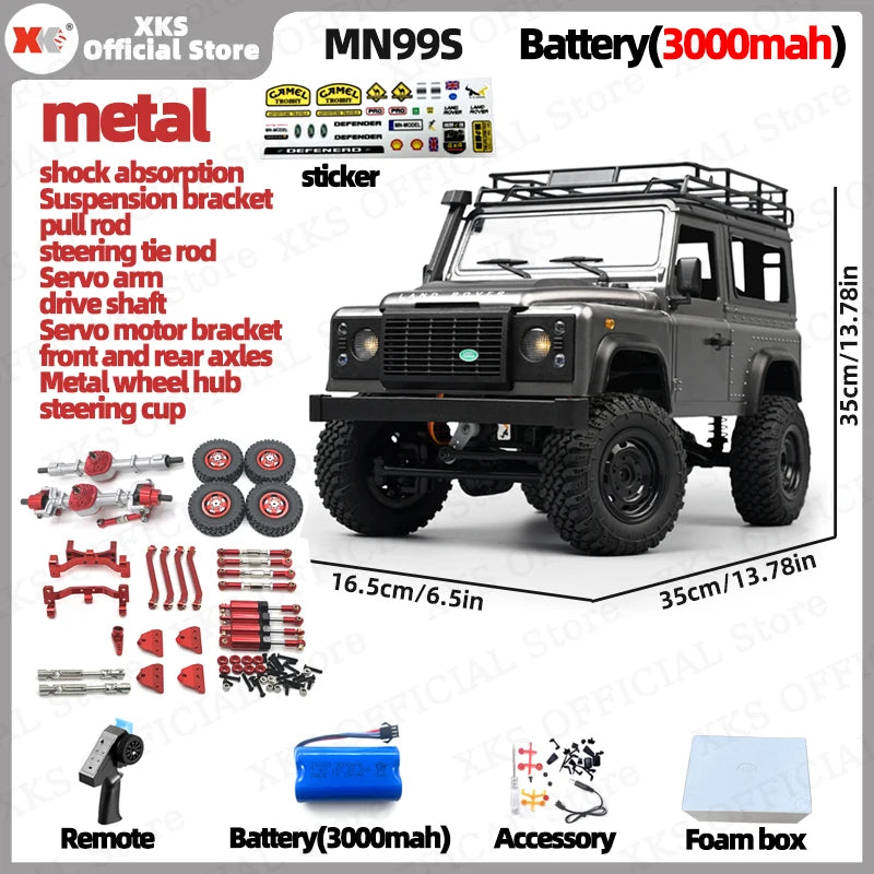 MN MN99S MN78 MN98 MN99 D90 1/12 RC coche 2,4G Control remoto 4X4 todoterreno luz LED 4WD escalada RC camión coche de juguete regalo para niño