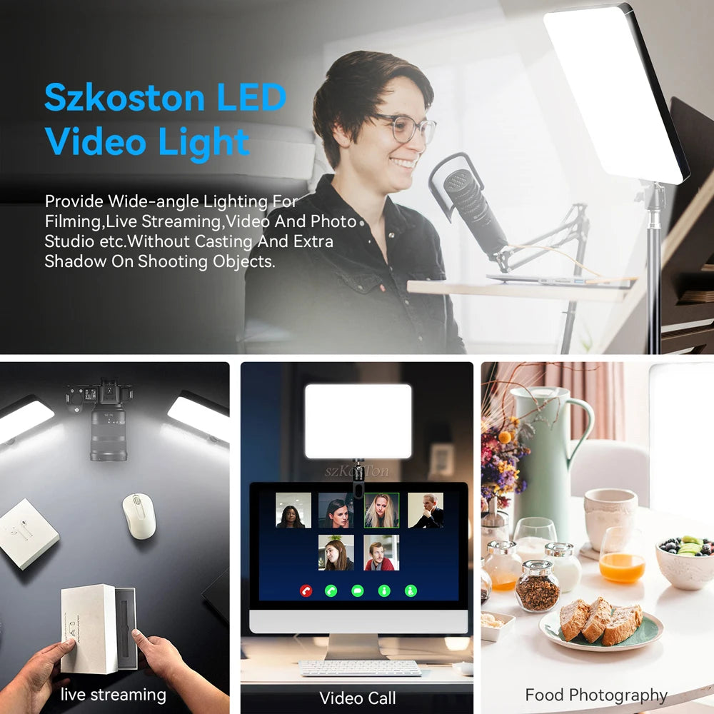Panel de luz LED para fotografía y vídeo, Kit de lámpara de estudio fotográfico con brillo ajustable de 8/12 pulgadas, para transmisión en vivo de YouTube