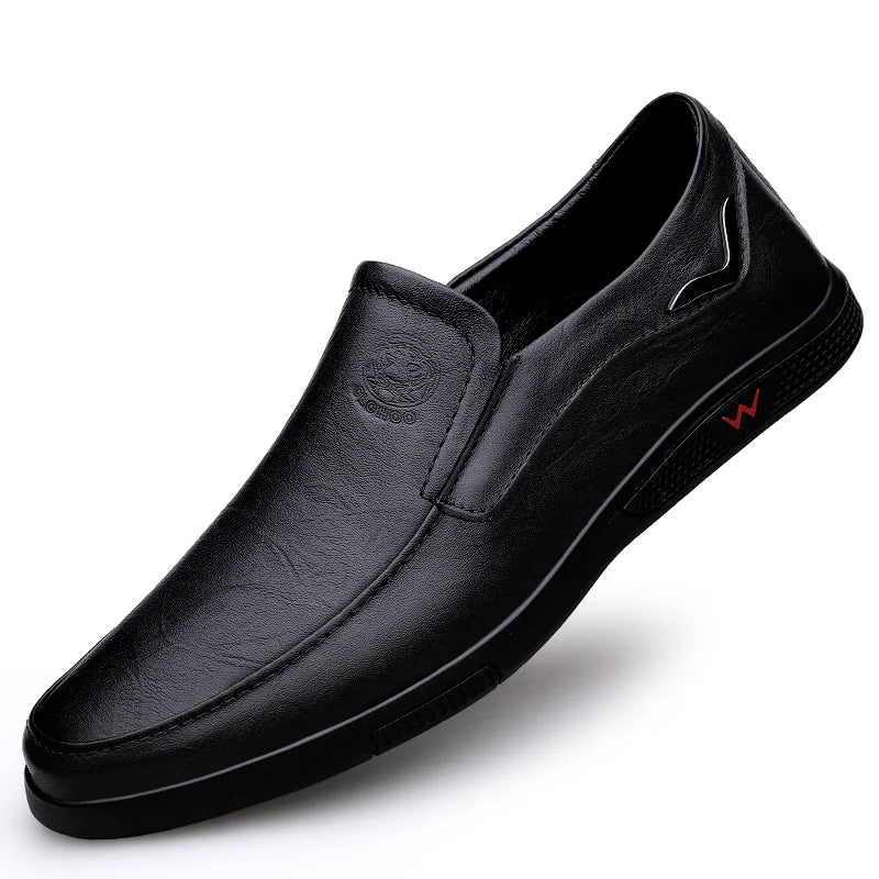 CLOHOO Zapatos casuales de negocios para hombres Calzado de cuero con parte inferior de goma de piel de vaca en capas hecho a mano para oficina y ocio