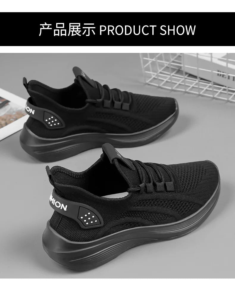 Zapatos informales para mujer, gran oferta, calcetín sin cordones de malla de aire transpirable, calzado para exteriores, zapatillas de deporte para mujer, plataformas de fondo grueso, 2025