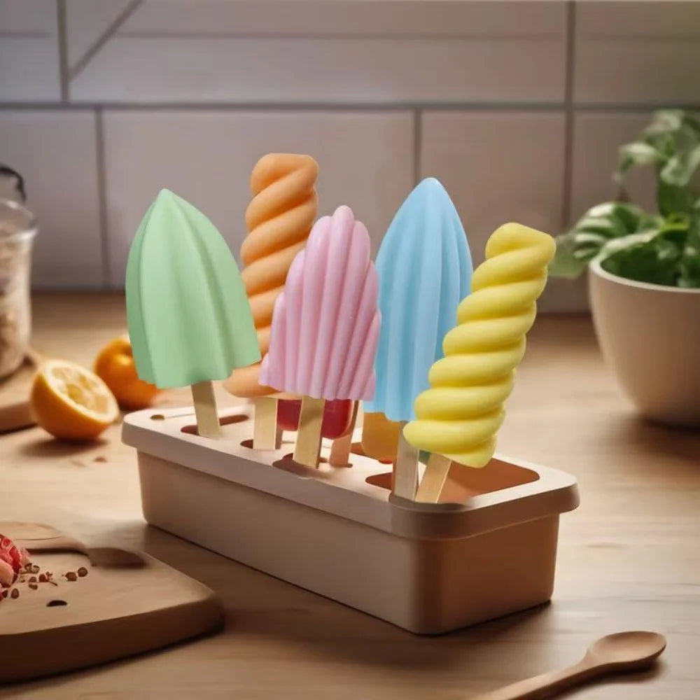 Molde de silicona para helados, molde para paletas de hielo, molde para postres caseros, molde para cubos de jugo con pajita, máquina para hacer helados