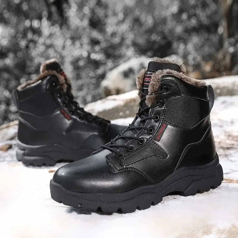 Botas de nieve para hombre forradas de piel, cálidas y antideslizantes