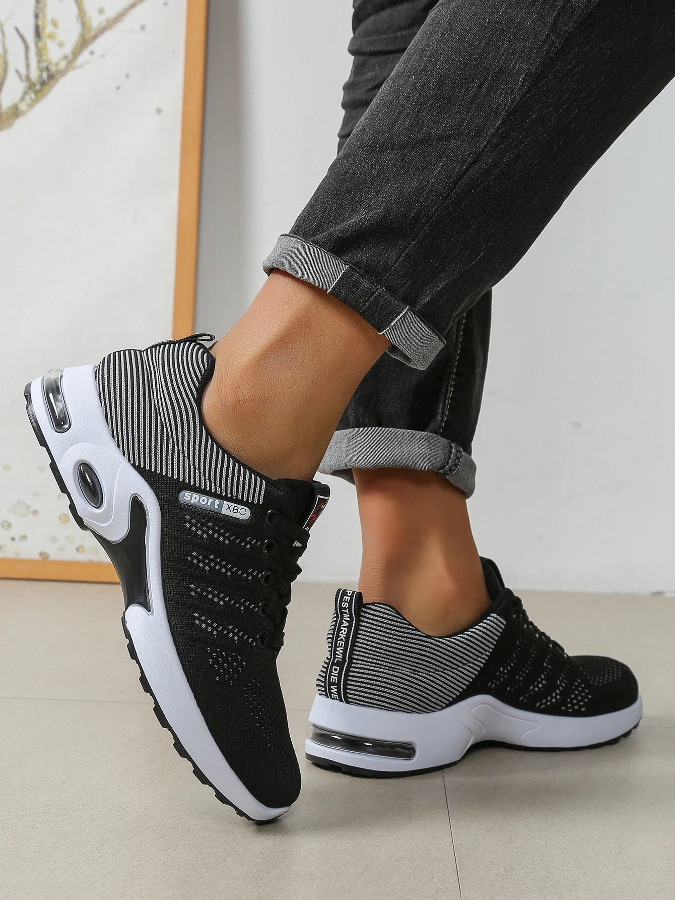Zapatos para hombre, zapatillas para correr con cordones súper transpirables a la moda, comodidad antideslizante, duradera y con almohada, zapatillas de deporte de moda para hombre