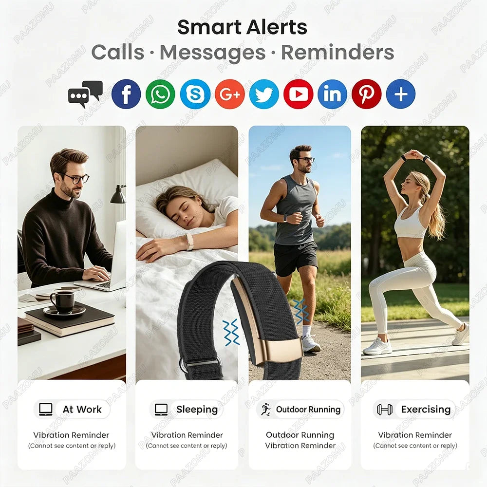 Pulsera Inteligente sin Pantalla, Monitor de Salud y Ejercicio, Monitor de Ritmo Cardíaco 24/7, Monitor de Sueño, Pulsera Deportiva Multifuncional para Android iOS