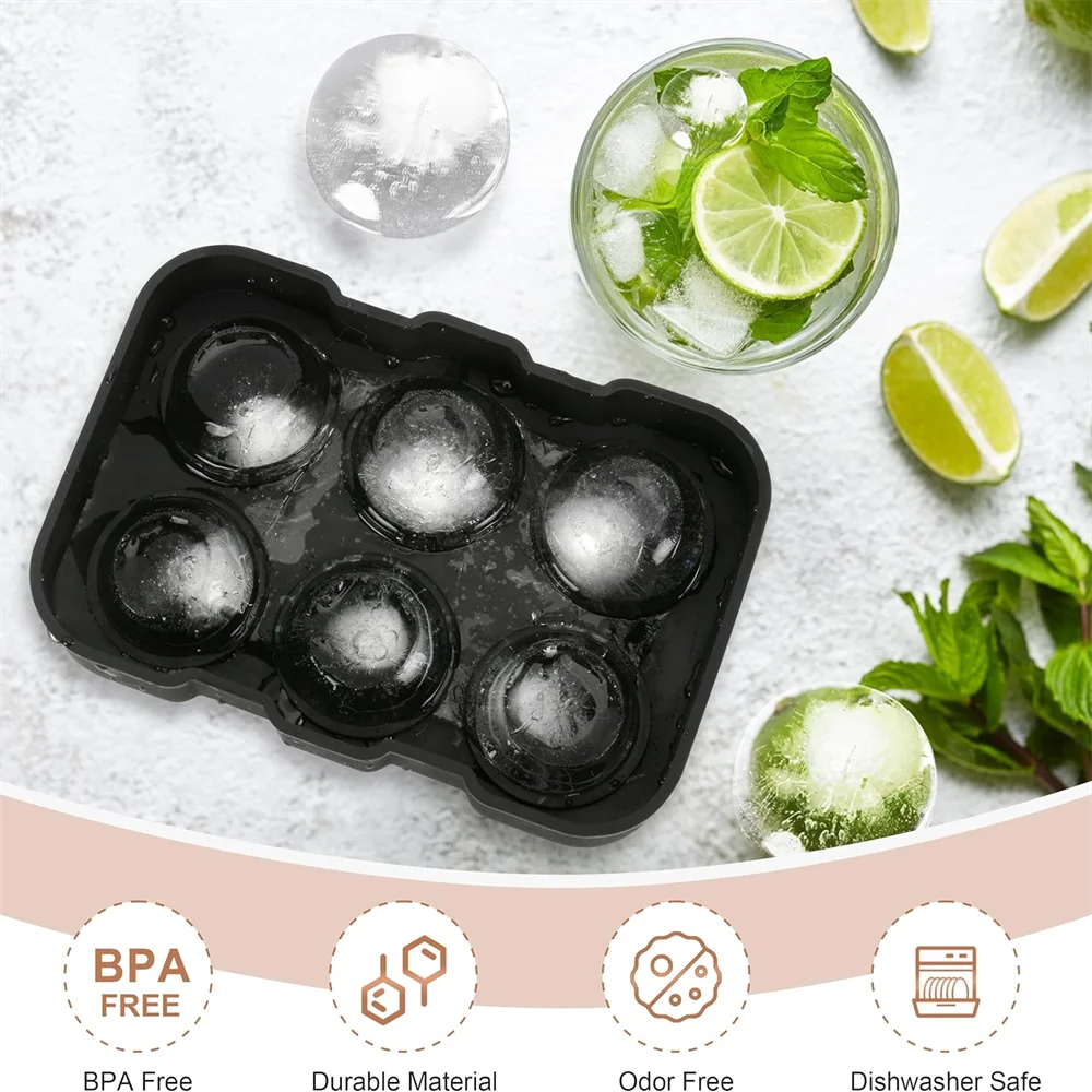 Moldes para hielo, moldes y bandejas para hielo de silicona, máquina para hacer hielo de gran tamaño en forma de esferas y cubos, perfecta para cócteles, whisky