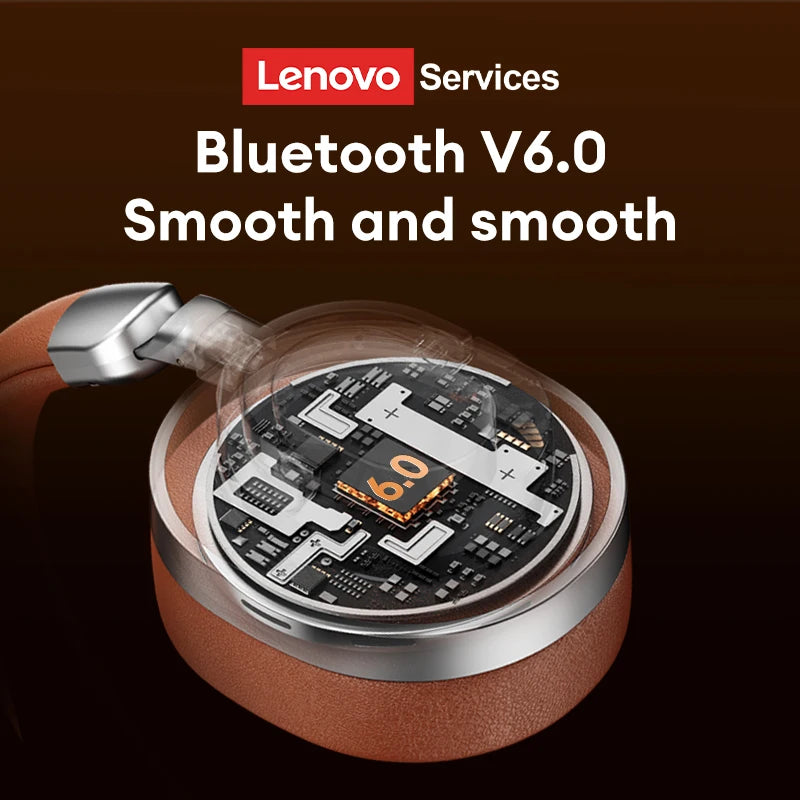 Lenovo LE602 Bluetooth 6,0 auriculares supraaurales sonido estéreo HiFi auriculares de música de moda ENC HD llamada auriculares inalámbricos con cable