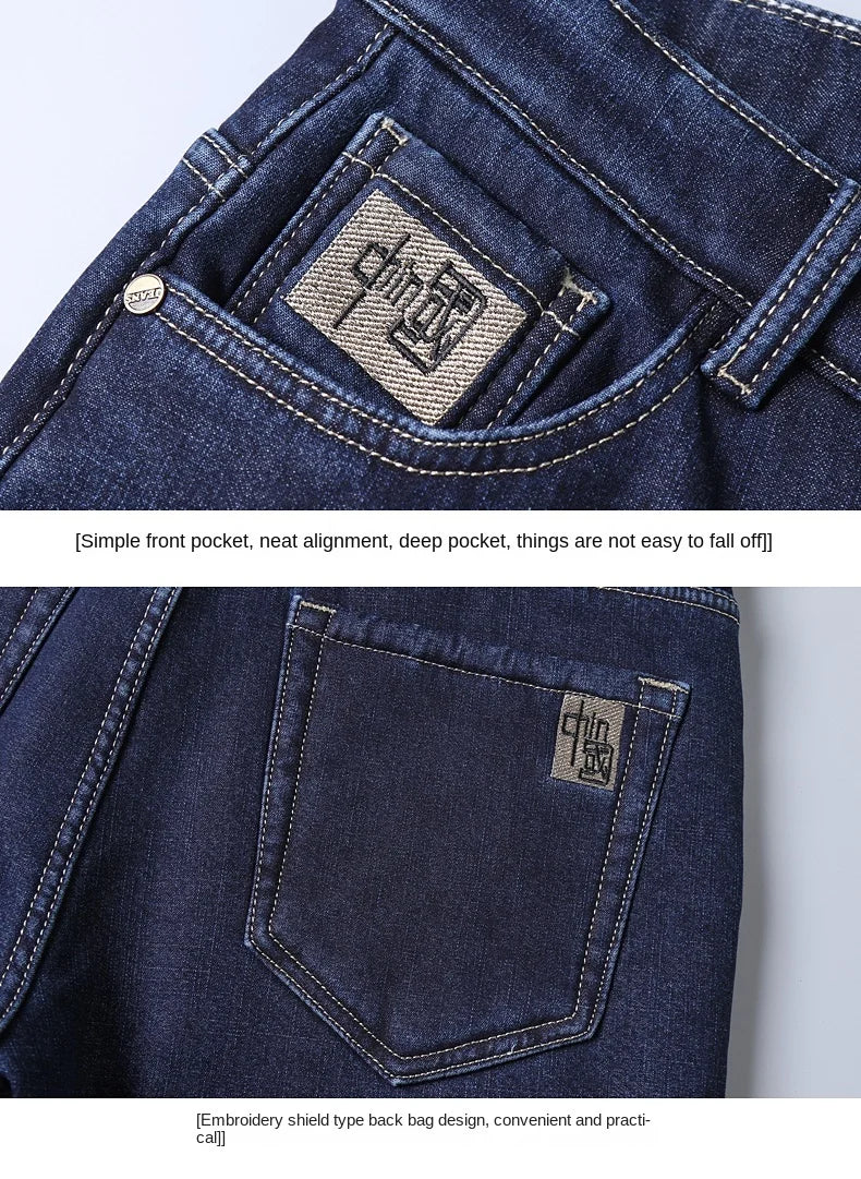 Pantalones Vaqueros Holgados para Hombre, Elásticos, con Forro Polar