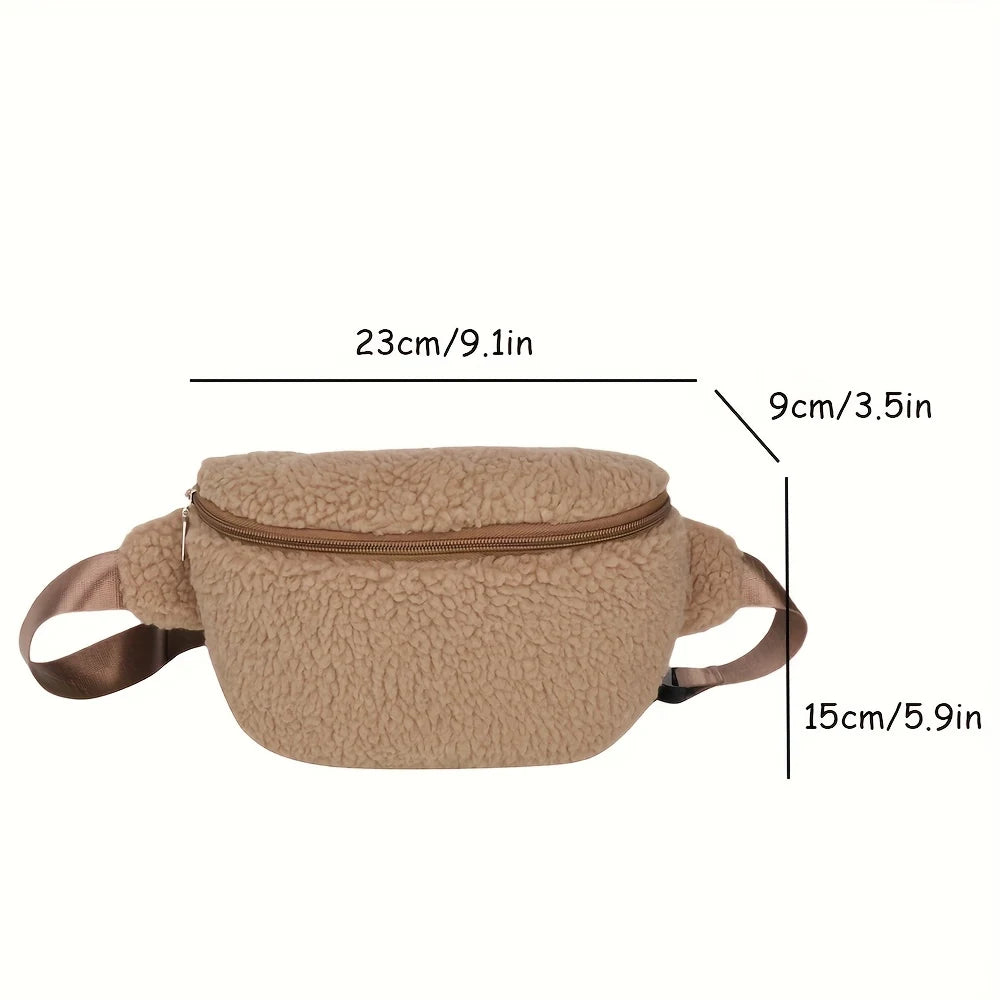Bolso de Pecho para Mujer con Lana de Cordero, Gran Capacidad