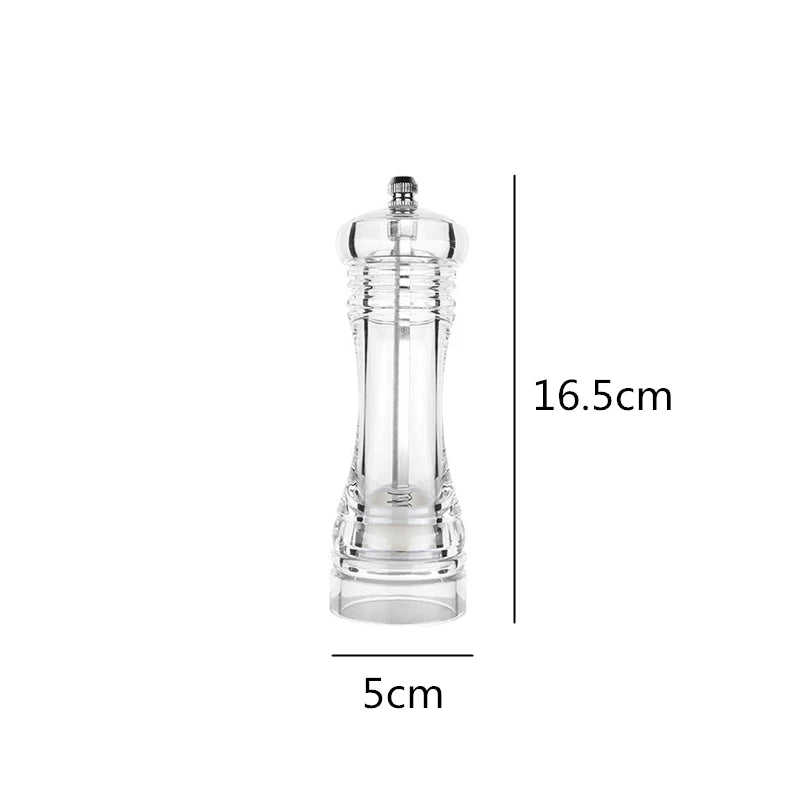 LMETJMA Molinillo de sal y pimienta acrílica transparente con molinos de aspereza ajustables Molinillo de sal y pimienta de mar recargable JT133